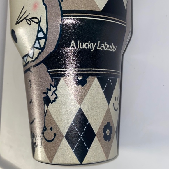 Stanley Labubu The Monsters Tumbler 40oz Grey Black A‎ Lucky Argyle Daisy Smiley - Picture 5 of 7